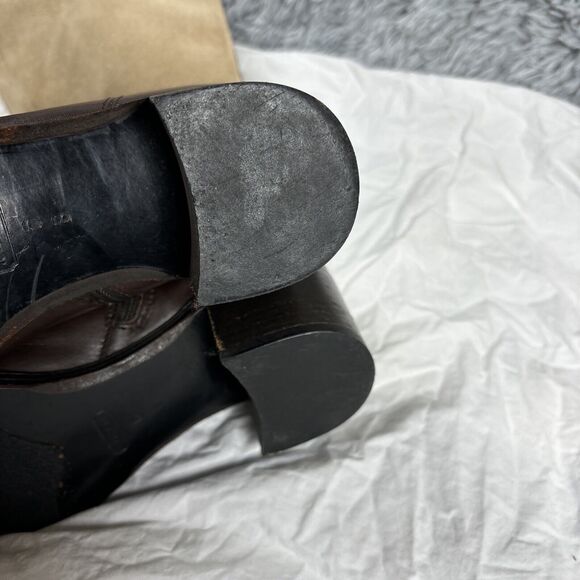 Coach Olivia Riding Boots Tan Suede Brown Leather 6‎ B Stacked Heel - Picture 7 of 16